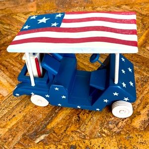 Wooden patriotic golf cart